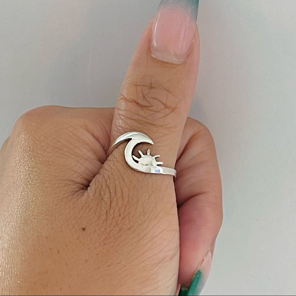 Sterling silver sun with wave ring, wave ring, sun ring, silver sun ring